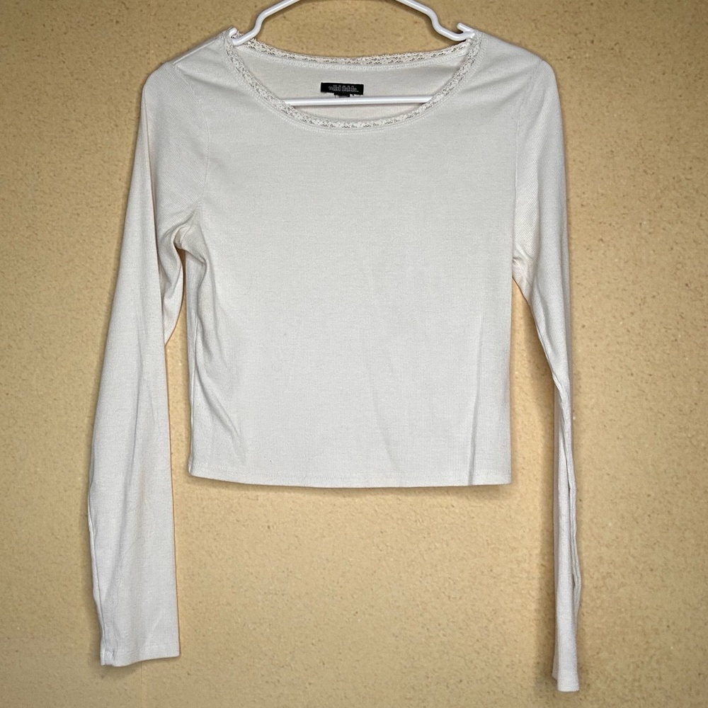 Wild Fable white Long Sleeve Crop Top